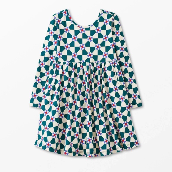 Hanna Andersson Geometric Print Long Sleeve Playground Dress size 4 - Picture 1 of 5